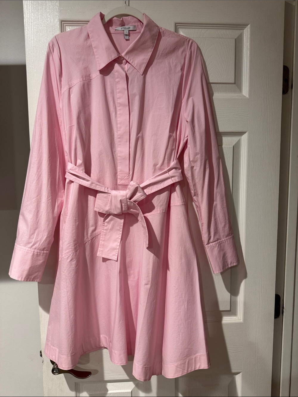 Derek lam 10 Crosby Light Pink Long-Sleeve Belted Shirt Dress size 12